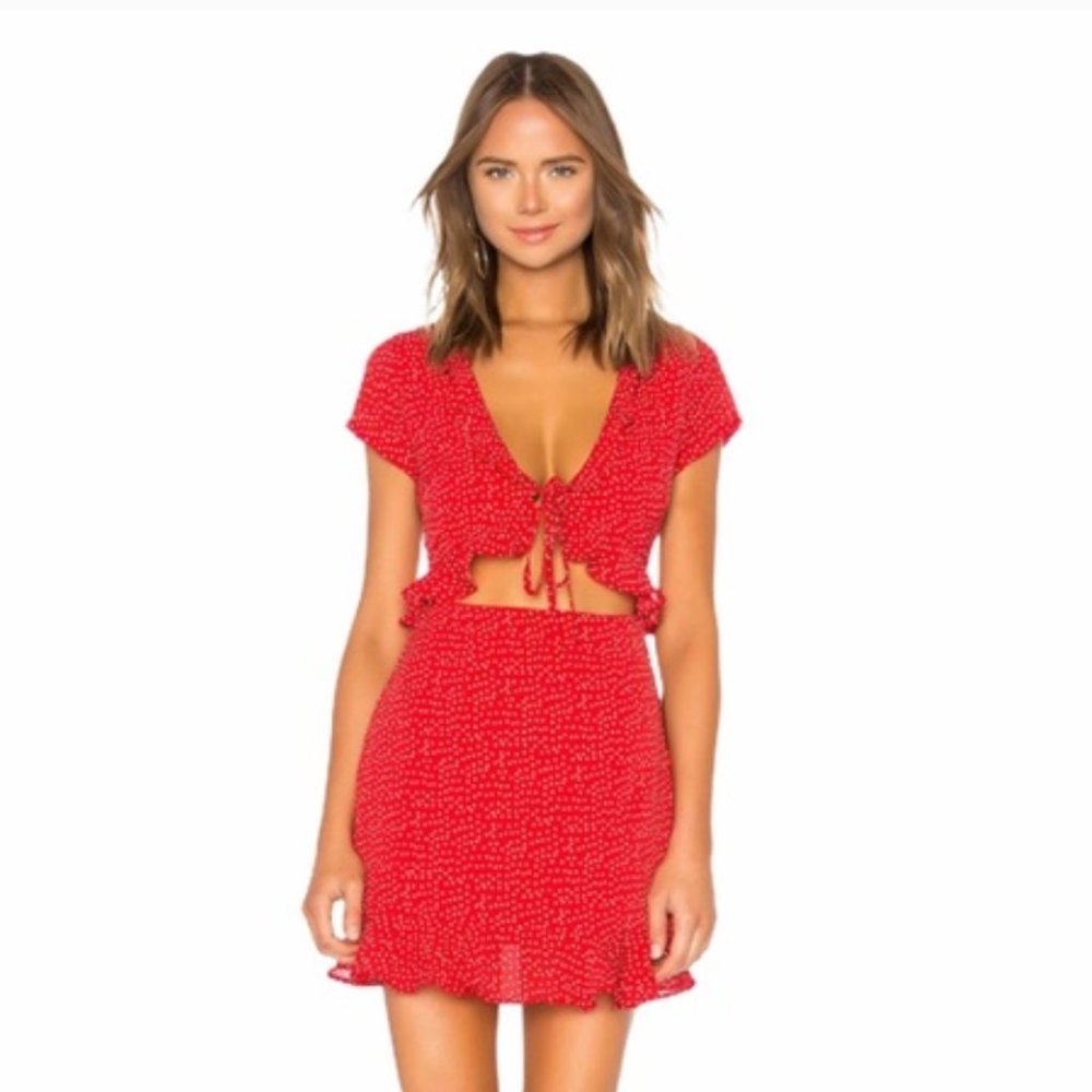 by the way. Red Mini Dress with Tie Front